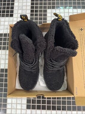 Dr. Martens Black Faux Shearling Lace-Up Boots